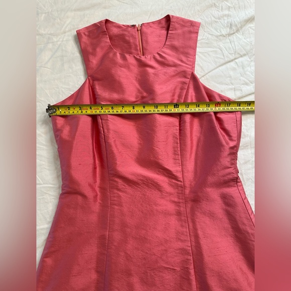 Elda De La Rosa Haute Couture Pink Shantung Silk Sleeveless A-Line Midi Dress L - Picture 9 of 11